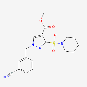 methyl 1-(3-cyanobenzyl)-3-(piperidin-1-ylsulfonyl)-1H-pyrazole-4-carboxylate