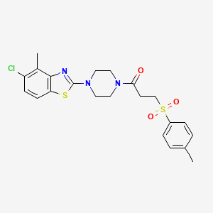 molecular formula C22H24ClN3O3S2 B2527673 1-(4-(5-Chloro-4-methylbenzo[d]thiazol-2-yl)piperazin-1-yl)-3-tosylpropan-1-one CAS No. 886921-71-7