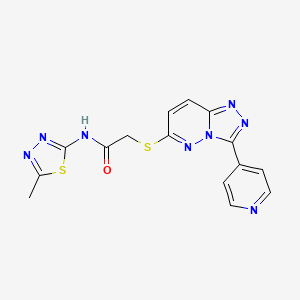 molecular formula C15H12N8OS2 B2527674 N-(5-methyl-1,3,4-thiadiazol-2-yl)-2-((3-(pyridin-4-yl)-[1,2,4]triazolo[4,3-b]pyridazin-6-yl)thio)acetamide CAS No. 868970-13-2