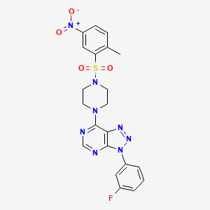 molecular formula C21H19FN8O4S B2527680 3-(3-fluorophenyl)-7-(4-((2-methyl-5-nitrophenyl)sulfonyl)piperazin-1-yl)-3H-[1,2,3]triazolo[4,5-d]pyrimidine CAS No. 941978-91-2