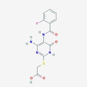 2-((4-Amino-5-(2-fluorobenzamido)-6-oxo-1,6-dihydropyrimidin-2-yl)thio)acetic acid