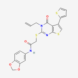 N-(1,3-benzodioxol-5-yl)-2-(4-oxo-3-prop-2-enyl-5-thiophen-2-ylthieno[2,3-d]pyrimidin-2-yl)sulfanylacetamide