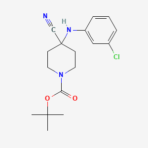 molecular formula C17H22ClN3O2 B2527707 tert-Butyl 4-((3-chlorophenyl)amino)-4-cyanopiperidine-1-carboxylate CAS No. 1696322-59-4
