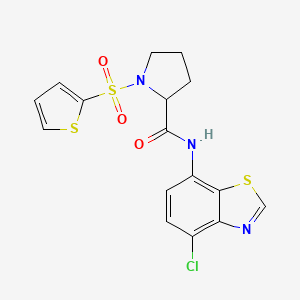 molecular formula C16H14ClN3O3S3 B2527722 N-(4-chlorobenzo[d]thiazol-7-yl)-1-(thiophen-2-ylsulfonyl)pyrrolidine-2-carboxamide CAS No. 1103734-25-3