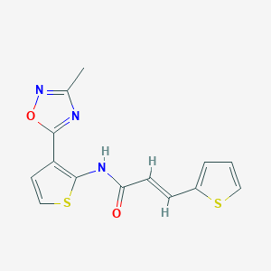 molecular formula C14H11N3O2S2 B2527761 (E)-N-(3-(3-methyl-1,2,4-oxadiazol-5-yl)thiophen-2-yl)-3-(thiophen-2-yl)acrylamide CAS No. 2034891-63-7