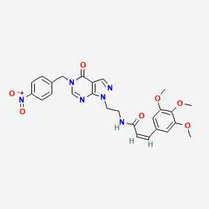 (Z)-N-(2-(5-(4-nitrobenzyl)-4-oxo-4,5-dihydro-1H-pyrazolo[3,4-d]pyrimidin-1-yl)ethyl)-3-(3,4,5-trimethoxyphenyl)acrylamide