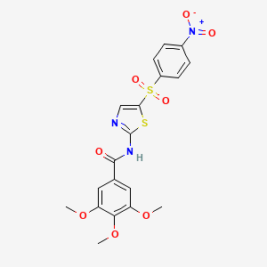 molecular formula C19H17N3O8S2 B2527767 3,4,5-三甲氧基-N-(5-((4-硝基苯基)磺酰基)噻唑-2-基)苯甲酰胺 CAS No. 302548-47-6