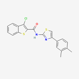 molecular formula C20H15ClN2OS2 B2527770 3-chloro-N-[4-(3,4-dimethylphenyl)-1,3-thiazol-2-yl]-1-benzothiophene-2-carboxamide CAS No. 392249-03-5