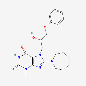 molecular formula C21H27N5O4 B2527775 8-(azepan-1-yl)-7-(2-hydroxy-3-phenoxypropyl)-3-methyl-1H-purine-2,6(3H,7H)-dione CAS No. 102838-06-2