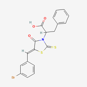 2-[(5Z)-5-[(3-bromophenyl)methylidene]-4-oxo-2-sulfanylidene-1,3-thiazolidin-3-yl]-3-phenylpropanoic acid