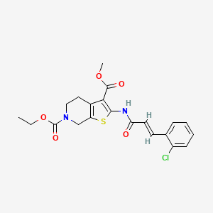 molecular formula C21H21ClN2O5S B2527781 (E)-6-ethyl 3-methyl 2-(3-(2-chlorophenyl)acrylamido)-4,5-dihydrothieno[2,3-c]pyridine-3,6(7H)-dicarboxylate CAS No. 864926-40-9