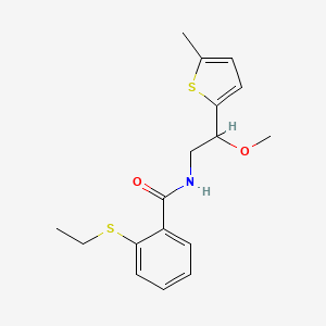 molecular formula C17H21NO2S2 B2527785 2-(乙硫基)-N-(2-甲氧基-2-(5-甲硫代苯-2-基)乙基)苯甲酰胺 CAS No. 1797553-82-2