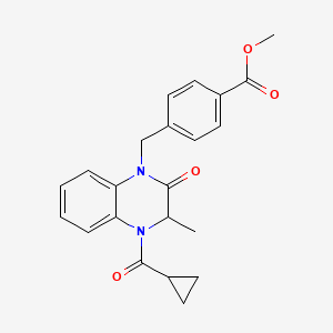 molecular formula C22H22N2O4 B2527786 methyl 4-{[4-(cyclopropylcarbonyl)-3-methyl-2-oxo-3,4-dihydro-1(2H)-quinoxalinyl]methyl}benzenecarboxylate CAS No. 317833-57-1