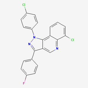 molecular formula C22H12Cl2FN3 B2527794 6-chloro-1-(4-chlorophenyl)-3-(4-fluorophenyl)-1H-pyrazolo[4,3-c]quinoline CAS No. 901021-89-4