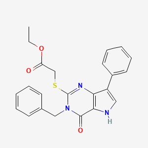 molecular formula C23H21N3O3S B2527870 ethyl 2-((3-benzyl-4-oxo-7-phenyl-4,5-dihydro-3H-pyrrolo[3,2-d]pyrimidin-2-yl)thio)acetate CAS No. 2034490-70-3