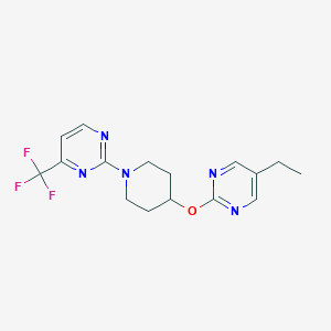molecular formula C16H18F3N5O B2527878 2-{4-[(5-Ethylpyrimidin-2-yl)oxy]piperidin-1-yl}-4-(trifluoromethyl)pyrimidine CAS No. 2380180-10-7