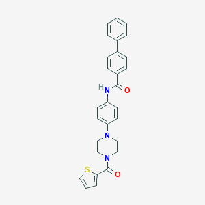 molecular formula C28H25N3O2S B252789 N-{4-[4-(2-thienylcarbonyl)-1-piperazinyl]phenyl}[1,1'-biphenyl]-4-carboxamide 