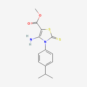 molecular formula C14H16N2O2S2 B2527893 Methyl 4-amino-3-(4-isopropylphenyl)-2-thioxo-2,3-dihydrothiazole-5-carboxylate CAS No. 689772-09-6