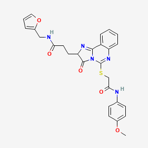 molecular formula C27H25N5O5S B2527917 N-[(furan-2-yl)methyl]-3-[5-({[(4-methoxyphenyl)carbamoyl]methyl}sulfanyl)-3-oxo-2H,3H-imidazo[1,2-c]quinazolin-2-yl]propanamide CAS No. 1037168-20-9
