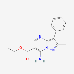 molecular formula C16H16N4O2 B2527940 Ethyl 7-amino-2-methyl-3-phenylpyrazolo[1,5-a]pyrimidine-6-carboxylate CAS No. 727421-94-5
