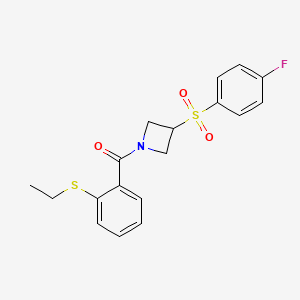 (2-(Ethylthio)phenyl)(3-((4-fluorophenyl)sulfonyl)azetidin-1-yl)methanone