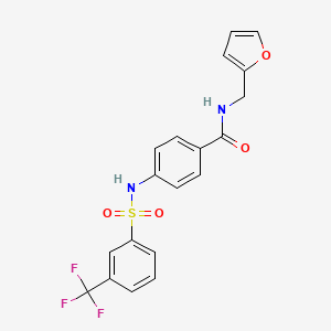 molecular formula C19H15F3N2O4S B2527966 N-[(furan-2-yl)methyl]-4-[3-(trifluoromethyl)benzenesulfonamido]benzamide CAS No. 690962-28-8