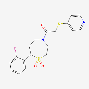 1-(7-(2-Fluorophenyl)-1,1-dioxido-1,4-thiazepan-4-yl)-2-(pyridin-4-ylthio)ethanone