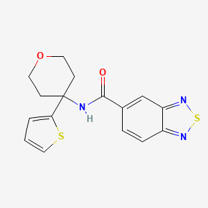 molecular formula C16H15N3O2S2 B2527993 N-(4-(thiophen-2-yl)tetrahydro-2H-pyran-4-yl)benzo[c][1,2,5]thiadiazole-5-carboxamide CAS No. 2034244-76-1