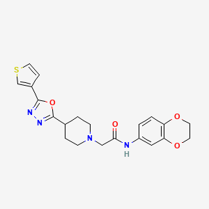 molecular formula C21H22N4O4S B2527997 N-(2,3-DIHYDRO-1,4-BENZODIOXIN-6-YL)-2-{4-[5-(THIOPHEN-3-YL)-1,3,4-OXADIAZOL-2-YL]PIPERIDIN-1-YL}ACETAMIDE CAS No. 1448065-98-2