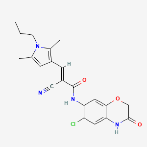 (E)-N-(6-chloro-3-oxo-4H-1,4-benzoxazin-7-yl)-2-cyano-3-(2,5-dimethyl-1-propylpyrrol-3-yl)prop-2-enamide