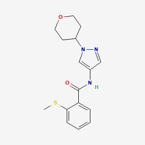 molecular formula C16H19N3O2S B2528063 2-(methylsulfanyl)-N-[1-(oxan-4-yl)-1H-pyrazol-4-yl]benzamide CAS No. 1797895-47-6