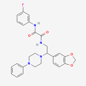 molecular formula C27H27FN4O4 B2528155 N-[2-(2H-1,3-benzodioxol-5-yl)-2-(4-phenylpiperazin-1-yl)ethyl]-N'-(3-fluorophenyl)ethanediamide CAS No. 896347-39-0