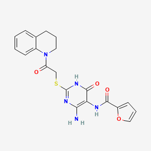 molecular formula C20H19N5O4S B2528172 N-(4-amino-6-oxo-2-{[2-oxo-2-(1,2,3,4-tetrahydroquinolin-1-yl)ethyl]sulfanyl}-1,6-dihydropyrimidin-5-yl)furan-2-carboxamide CAS No. 868225-91-6