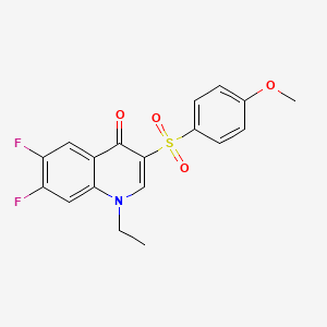 molecular formula C18H15F2NO4S B2528198 1-Ethyl-6,7-difluoro-3-(4-methoxybenzenesulfonyl)-1,4-dihydroquinolin-4-one CAS No. 1314475-72-3