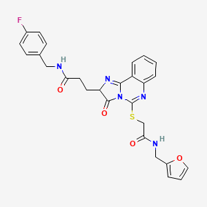 molecular formula C27H24FN5O4S B2528204 N-[(4-fluorophenyl)methyl]-3-{5-[({[(furan-2-yl)methyl]carbamoyl}methyl)sulfanyl]-3-oxo-2H,3H-imidazo[1,2-c]quinazolin-2-yl}propanamide CAS No. 1044590-15-9