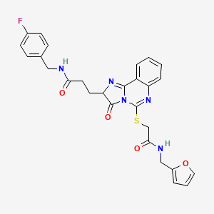 N-[(4-fluorophenyl)methyl]-3-{5-[({[(furan-2-yl)methyl]carbamoyl}methyl)sulfanyl]-3-oxo-2H,3H-imidazo[1,2-c]quinazolin-2-yl}propanamide