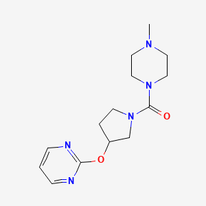 molecular formula C14H21N5O2 B2528205 2-{[1-(4-methylpiperazine-1-carbonyl)pyrrolidin-3-yl]oxy}pyrimidine CAS No. 2034557-17-8
