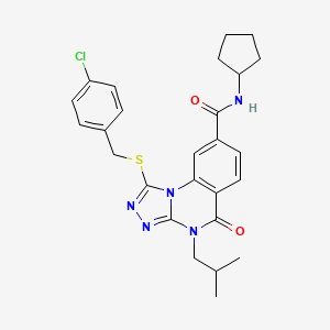 1-((4-chlorobenzyl)thio)-N-cyclopentyl-4-isobutyl-5-oxo-4,5-dihydro-[1,2,4]triazolo[4,3-a]quinazoline-8-carboxamide