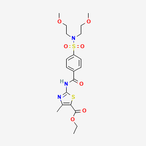 molecular formula C20H27N3O7S2 B2528210 ETHYL 2-{4-[BIS(2-METHOXYETHYL)SULFAMOYL]BENZAMIDO}-4-METHYL-1,3-THIAZOLE-5-CARBOXYLATE CAS No. 330677-01-5