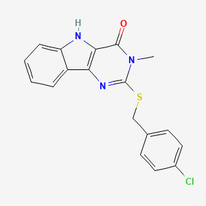 2-[(4-chlorophenyl)methylsulfanyl]-3-methyl-5H-pyrimido[5,4-b]indol-4-one