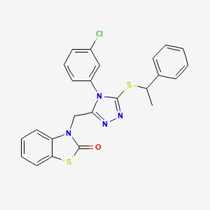 3-((4-(3-chlorophenyl)-5-((1-phenylethyl)thio)-4H-1,2,4-triazol-3-yl)methyl)benzo[d]thiazol-2(3H)-one