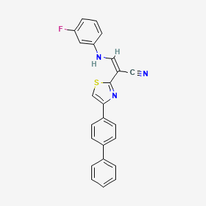 (Z)-2-(4-([1,1'-biphenyl]-4-yl)thiazol-2-yl)-3-((3-fluorophenyl)amino)acrylonitrile