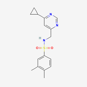 molecular formula C16H19N3O2S B2528256 N-[(6-cyclopropylpyrimidin-4-yl)methyl]-3,4-dimethylbenzene-1-sulfonamide CAS No. 2194846-04-1