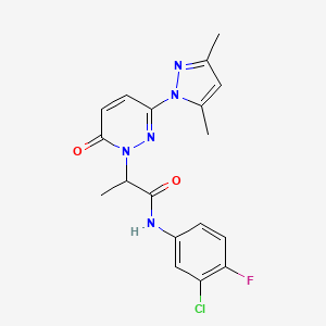 molecular formula C18H17ClFN5O2 B2528271 N-(3-chloro-4-fluorophenyl)-2-[3-(3,5-dimethyl-1H-pyrazol-1-yl)-6-oxo-1,6-dihydropyridazin-1-yl]propanamide CAS No. 1334374-63-8
