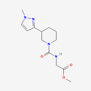 molecular formula C13H20N4O3 B2528275 methyl 2-(3-(1-methyl-1H-pyrazol-3-yl)piperidine-1-carboxamido)acetate CAS No. 2034418-27-2