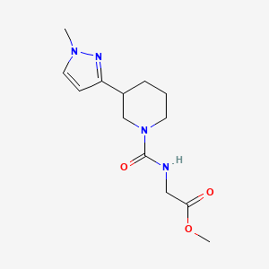 molecular formula C13H20N4O3 B2528275 甲基 2-(3-(1-甲基-1H-吡唑-3-基)哌啶-1-甲酰胺基)乙酸酯 CAS No. 2034418-27-2