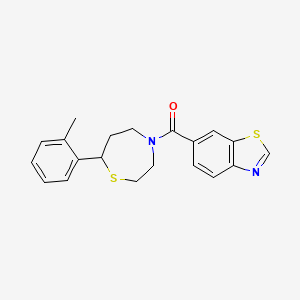 molecular formula C20H20N2OS2 B2528276 Benzo[d]thiazol-6-yl(7-(o-tolyl)-1,4-thiazepan-4-yl)methanone CAS No. 1790202-79-7