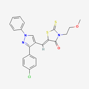 (Z)-5-((3-(4-chlorophenyl)-1-phenyl-1H-pyrazol-4-yl)methylene)-3-(2-methoxyethyl)-2-thioxothiazolidin-4-one