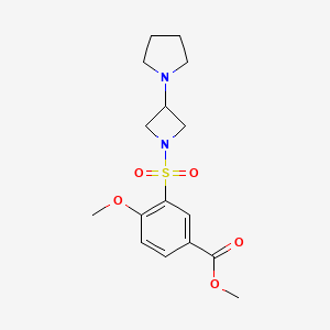molecular formula C16H22N2O5S B2528282 Methyl 4-methoxy-3-{[3-(pyrrolidin-1-yl)azetidin-1-yl]sulfonyl}benzoate CAS No. 2309745-97-7