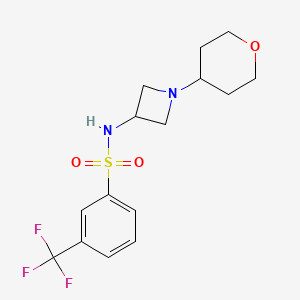 molecular formula C15H19F3N2O3S B2528284 N-[1-(oxan-4-yl)azetidin-3-yl]-3-(trifluoromethyl)benzene-1-sulfonamide CAS No. 2415621-67-7